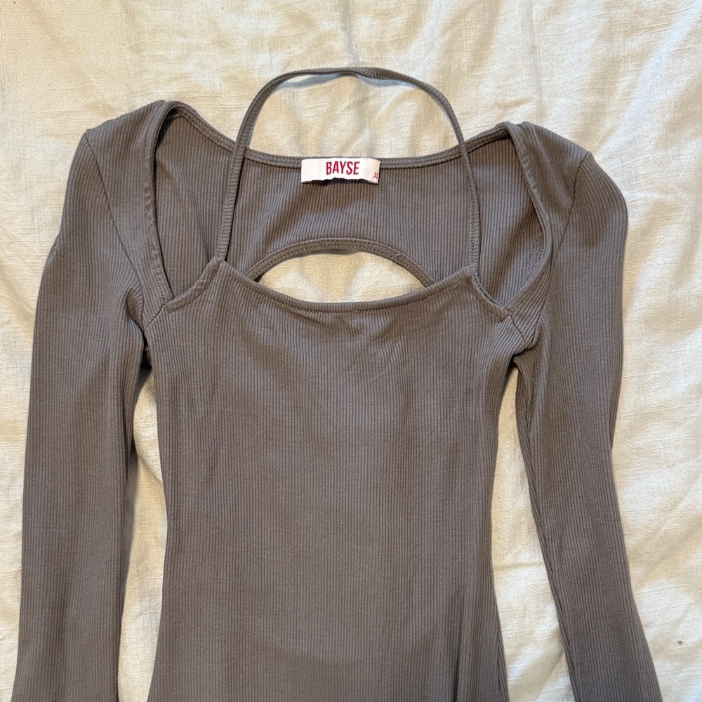 Bayse Charcoal Cutout Long Sleeve maxi dress